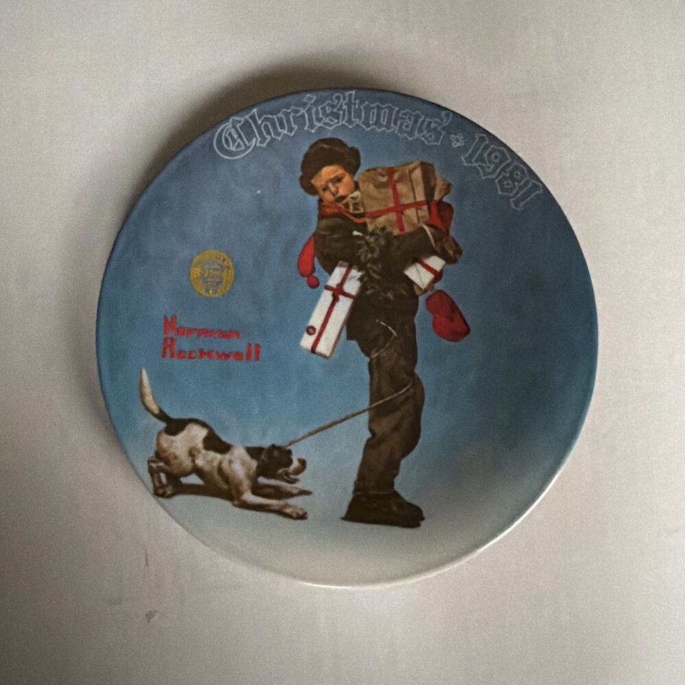 1981 Norman Rockwell Wrapped Up In Christmas Plate Knowles Vintage 1981 Scatch